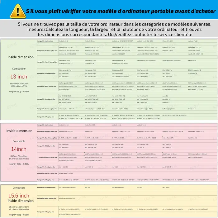 Sacoche pour ordinateur portable 13 pouces 14