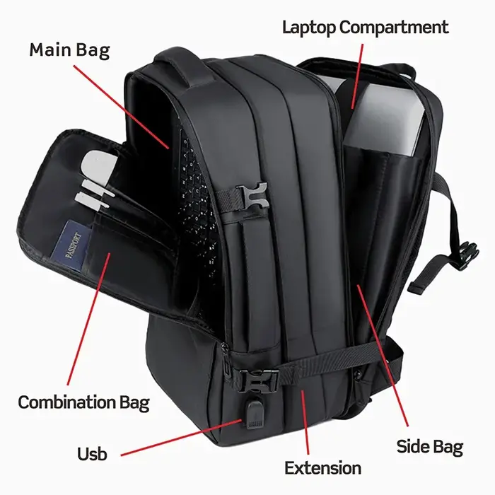 Sac à dos militaire suisse pour ordinateur portable, 17 pouces, multi-poches, extensible, étanche, U