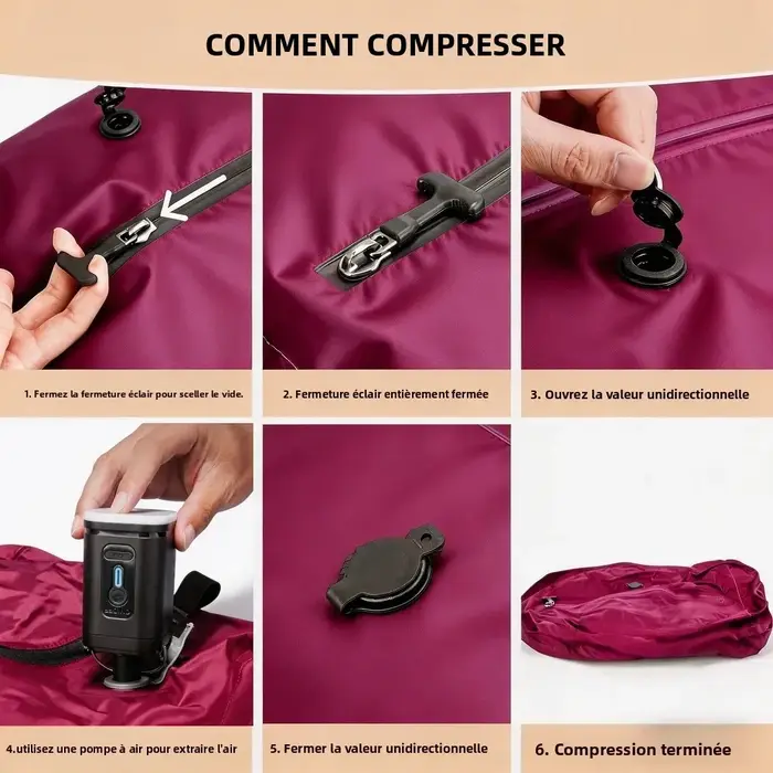 Sacs de compression roses pour les essentiels de voyage