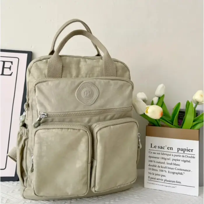 Sac à dos multi-poches pour femme, poignée souple, sac à dos de voyage en nylon solide, sacs à dos d