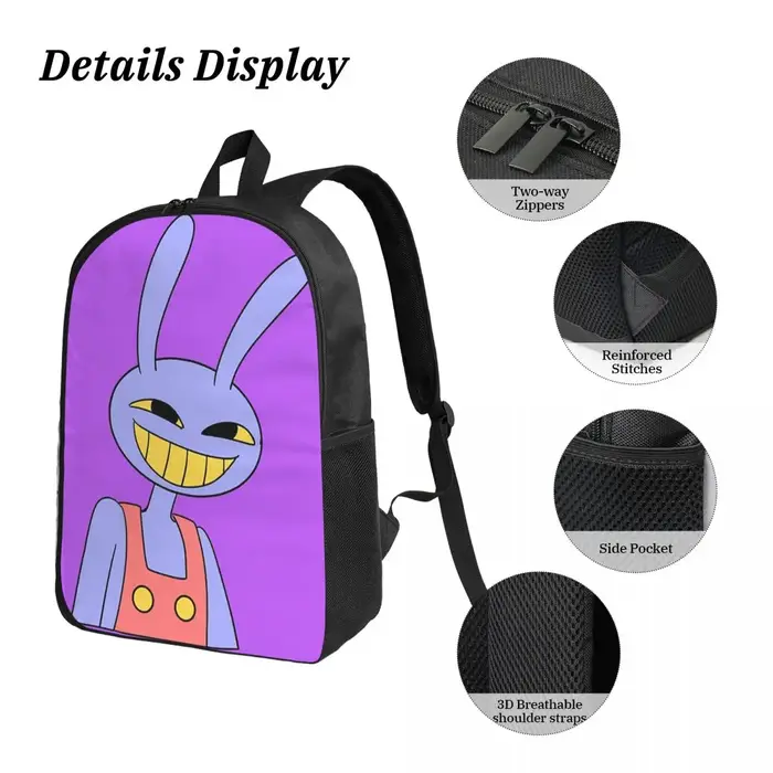 Jax-le incroyable sac à dos de cirque numérique étudiant garçons filles BookBag sac d'école sacs à bandoulière 3ps sac à déjeuner isolé trousse à crayons