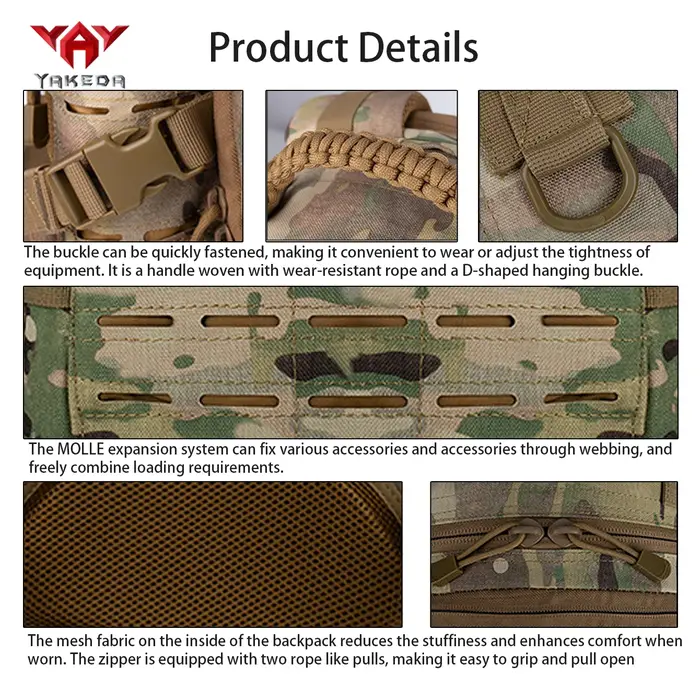 YAKEDA sac à dos extérieur grande capacité avec sangle de taille et de poitrine