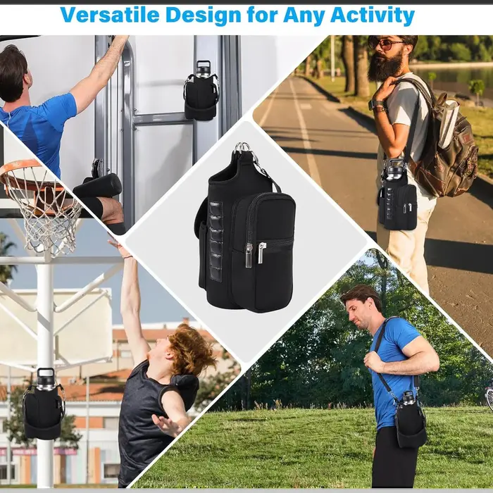 Sac de sport magnétique porte-bouteille d'eau avec poches pour téléphone et bandoulière