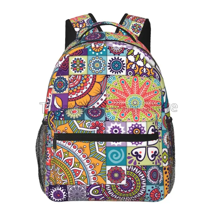 Sac à Dos de Voyage à Motif Floral Mandala Ethnique pour Femme et Fille, Cartable observateur et Déc