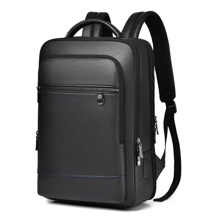 Sac à dos en Pu pour hommes, sac d'ordinateur de 15.6 pouces, sac à dos de rangement multi-poches dé