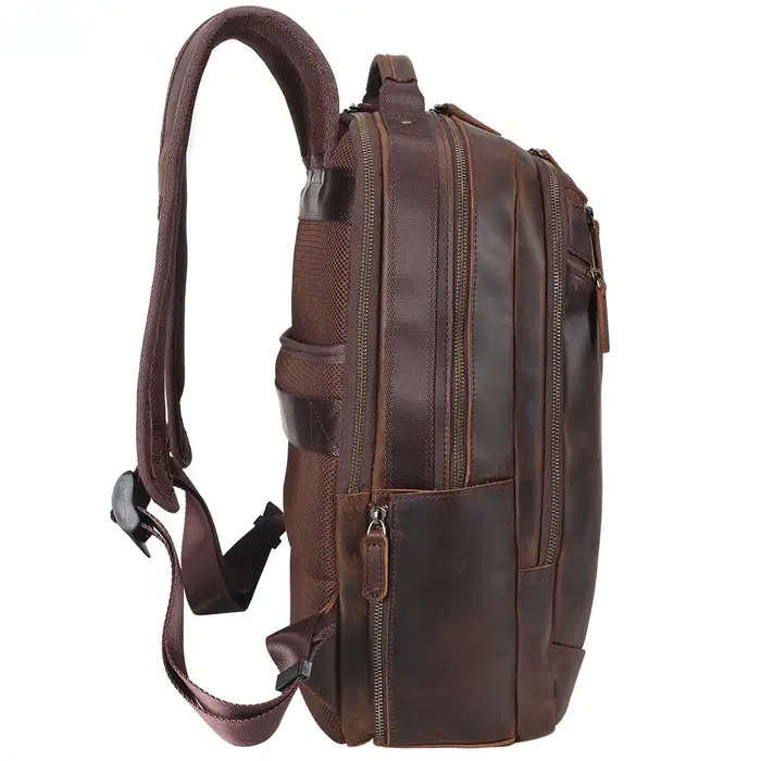 Sac à dos pour ordinateur portable en cuir véritable pour hommes de 15