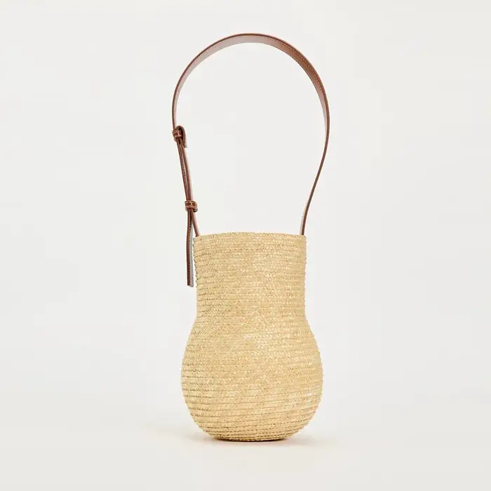 Sac à bandoulière tissé en forme de gourde pour femme, paille portable à la mode, sac de plage polyv