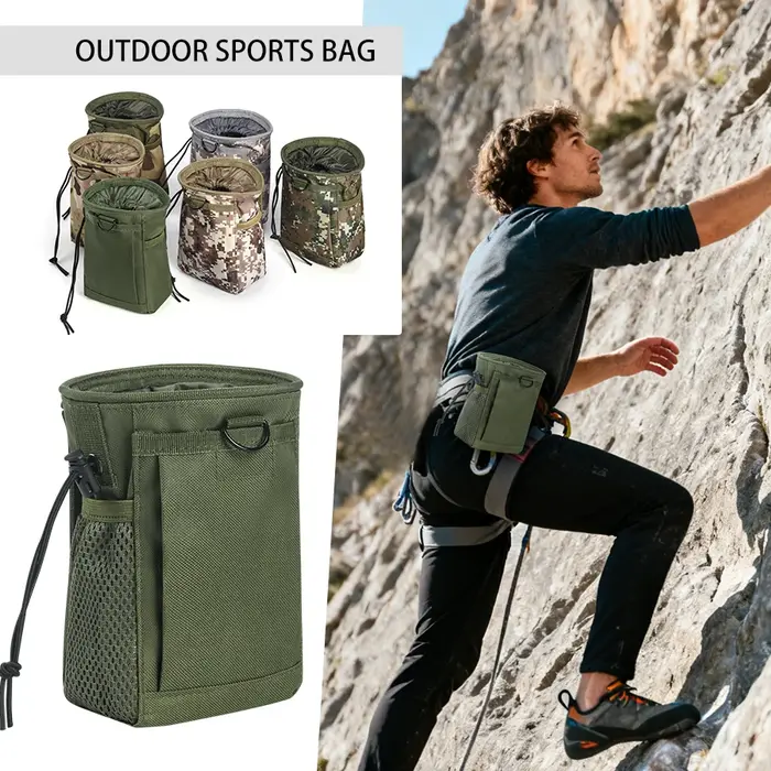 Sac à craie pour l'escalade - Sac de taille en nylon durable avec poche en filet et fermeture à cordon