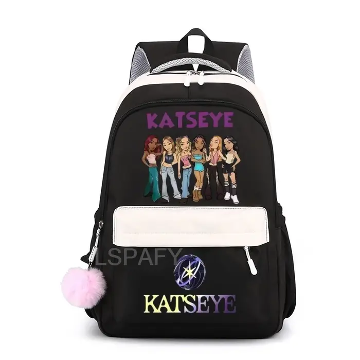 Sac à dos Katseye à imprimé amusant pour filles, sacs d'école pour enfants, sac à dos tendance pour enfants, sacs à dos multifonctionnels durables pour étudiants
