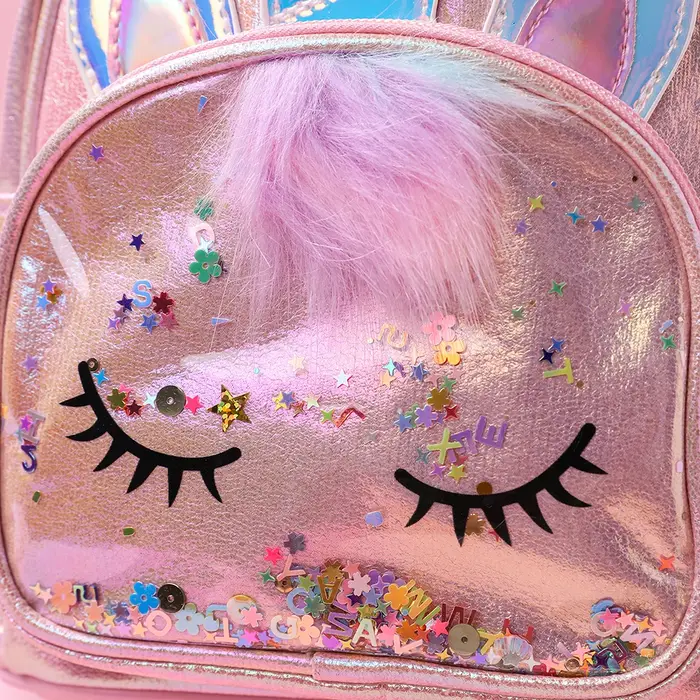 Paillettes licorne mignon PU et peluche enfants étudiant sac à dos dessin animé mode