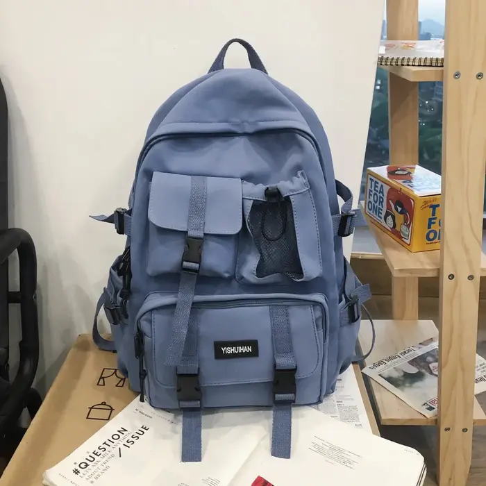 Sac à Dos d'École en Nylon Noir pour Femme, Antivol, Décontracté, de Voyage, Coréen, 2024