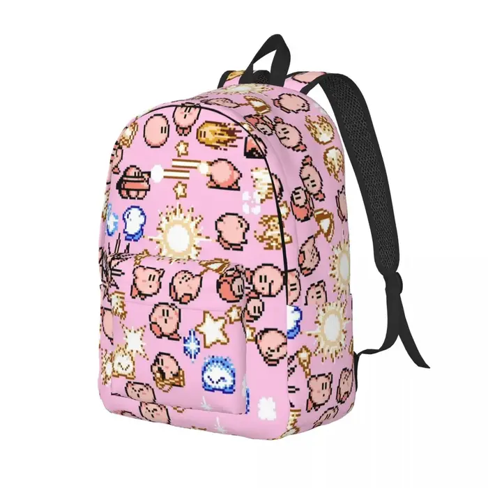 Sac à dos de jeu drôle Kirbys rose pour hommes femmes adolescent étudiant randonnée voyage sac à dos ordinateur portable sacs en toile cadeau