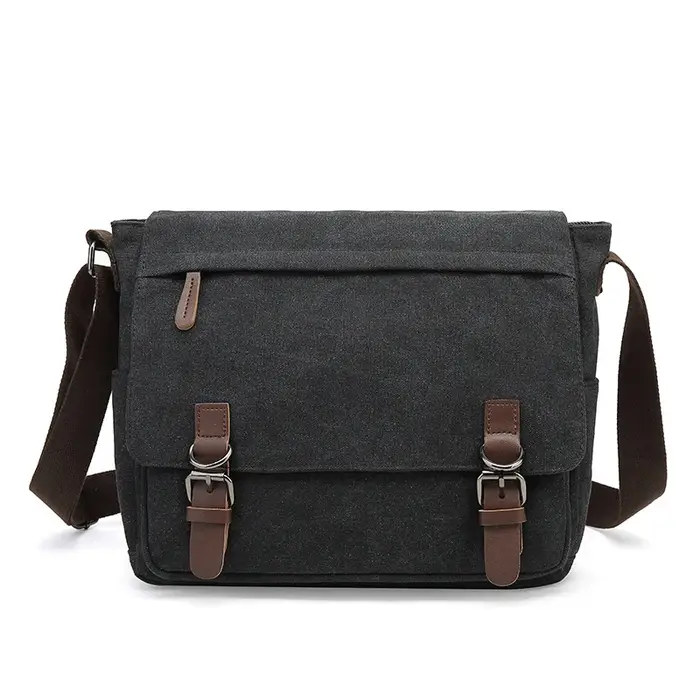 Sacoche en toile rétro pour hommes, sac à bandoulière de marque Vintage Business décontracté voyage,