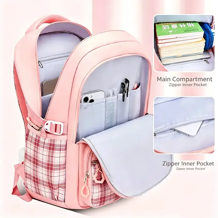 Sac à dos à carreaux pour protection de la colonne vertébrale