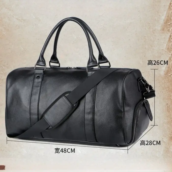 Sac de Voyage Homme Luxe Grande Capacité Sac Polochon en Cuir Portable Durable Sac Bandoulière Sac de Sport Sac à Main Bagage Extérieur