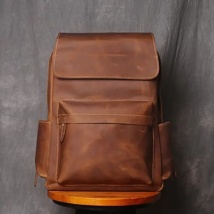 Sac à Dos Vintage en Cuir de Cheval pour Homme