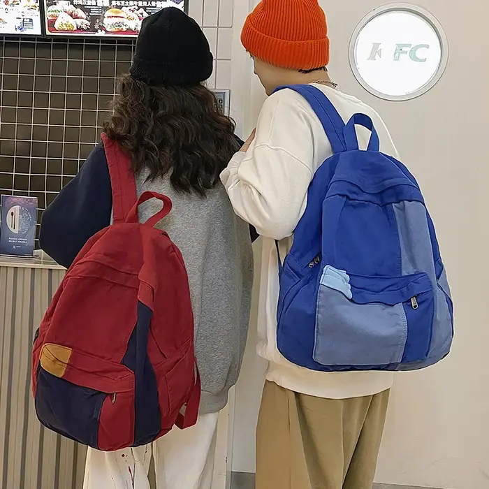 Sac à dos en toile à panneaux pour femmes, sacs de livre de voyage Kawaii pour filles, sacs à dos pour ordinateur portable imprimés Lady, sac à dos de voyage mignon, cartable