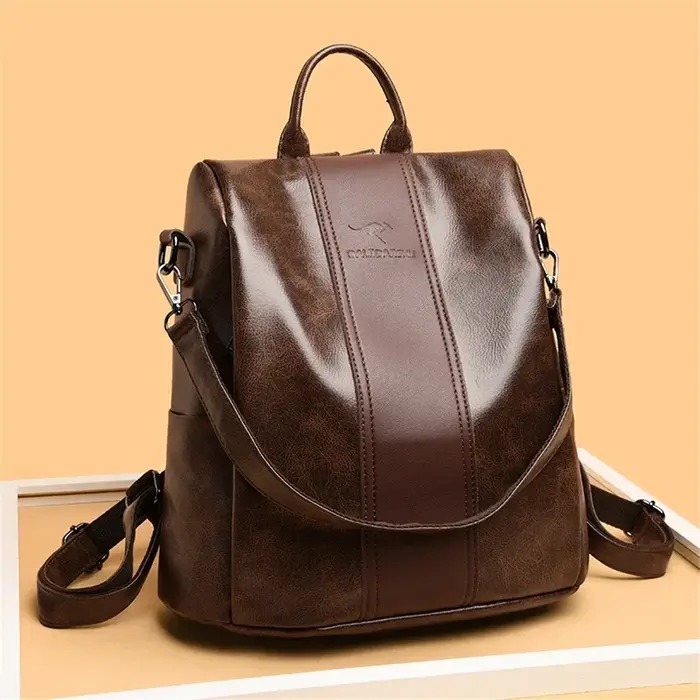 Sac à dos en cuir antivol pour femme