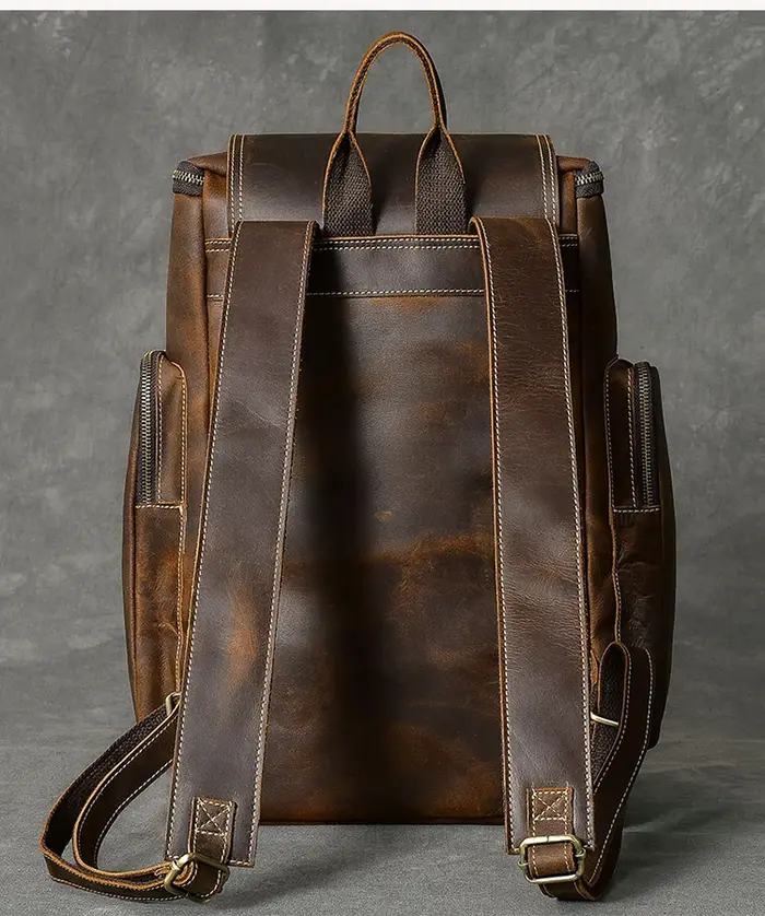 Vintage Crazy Horse en cuir véritable sac à dos hommes en cuir sac à dos escalade sac à dos mâle gra