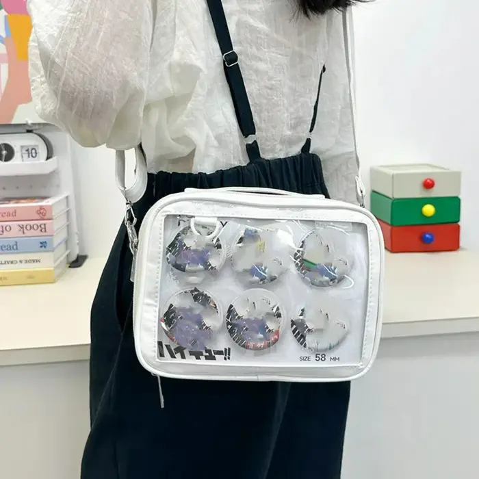 Sac à bandoulière ulzzang Ita Transparent de Style collégial