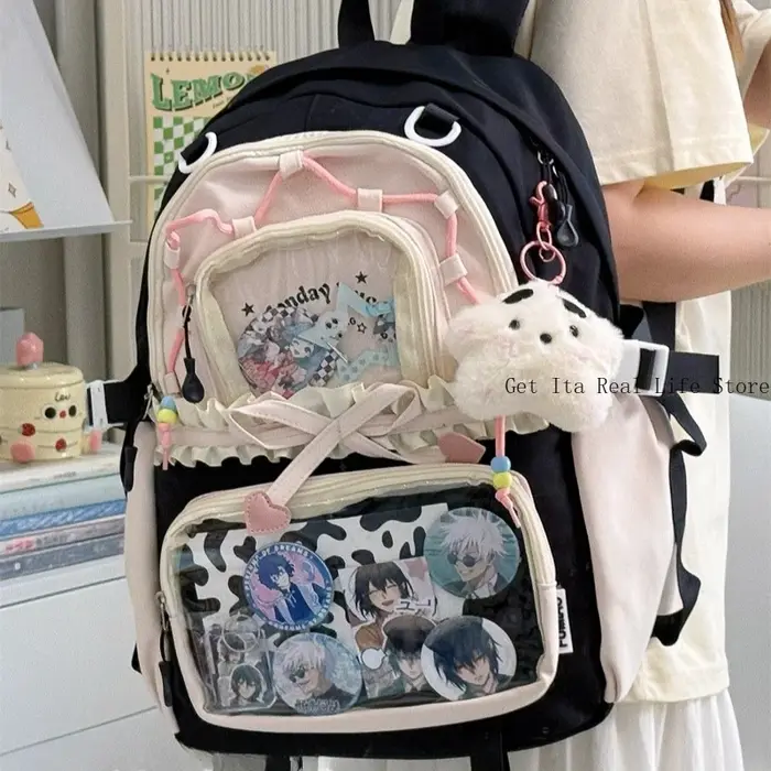 Italife Dopamine Anmie clair Ita sac à dos pour femmes retour à l'école japon fille gros volants Itabag pour épingles affichage avec arcs H259