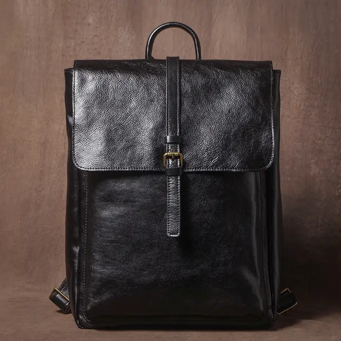 GURO – sac à dos rétro en cuir véritable pour hommes et femmes