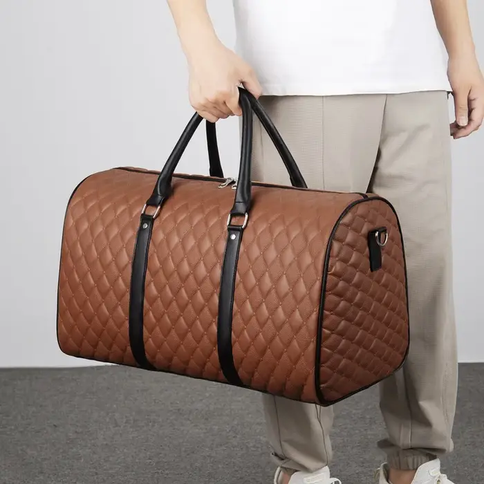Fourre-tout de voyage affaires grande capacité sac à main salle de sport Fitness homme en cuir PU Lingge bagage