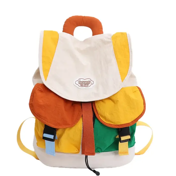 Sac à dos color block tendance, léger et décontracté, pour les voyages, le camping, la randonnée, les activités de plein air et l'usage quotidien.