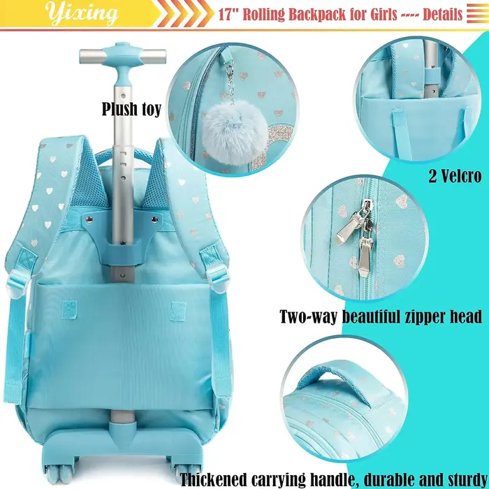 Ensemble de sac à dos à roulettes pour enfants avec boîte à lunch