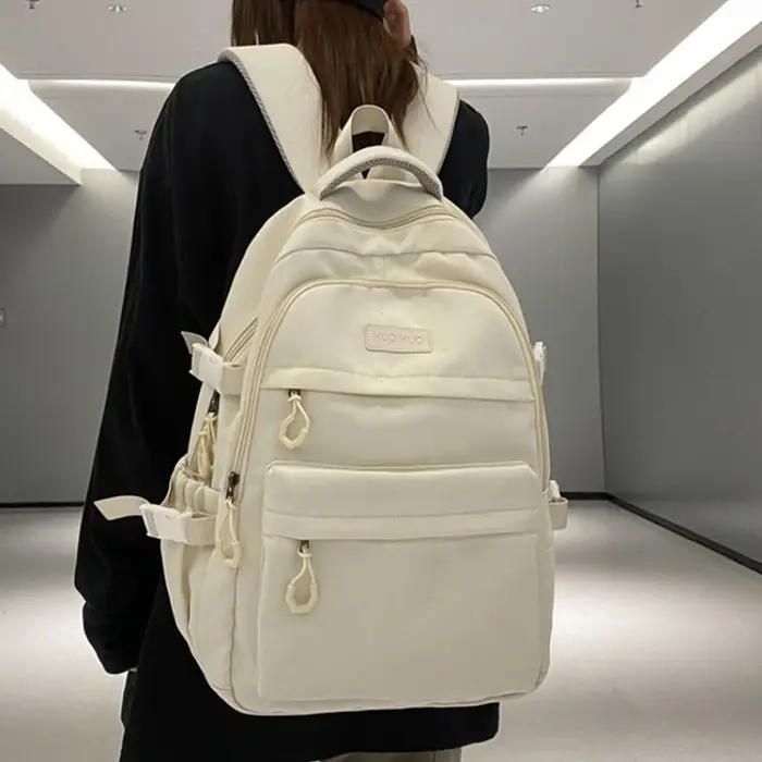 Sac à dos de couleur unie de grande capacité pour lycéens
