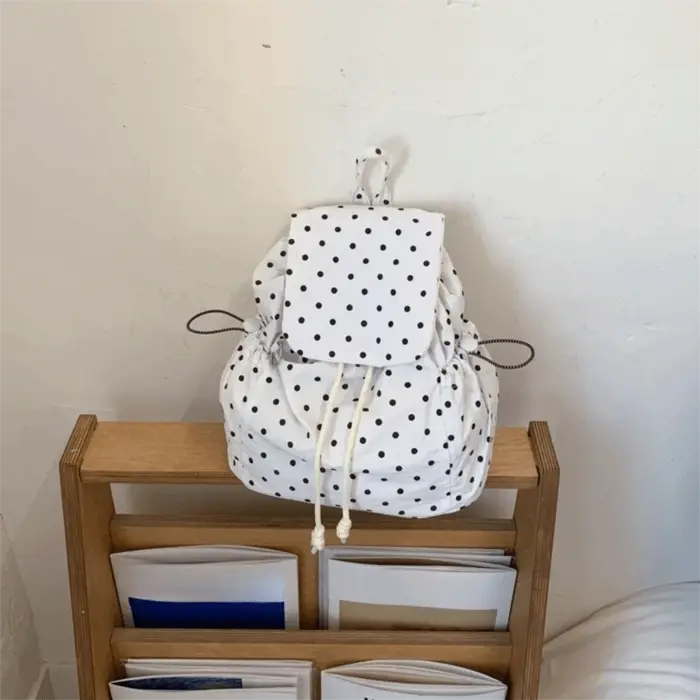 Sac à dos à pois multi-poches pour fille
