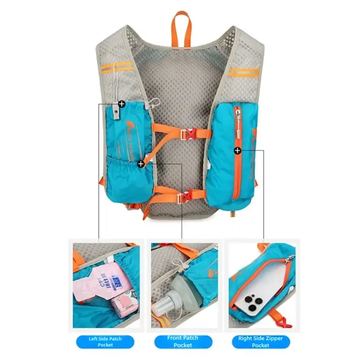 5L Marathon hydratant sac à dos respirant ultraléger sac de course réfléchissant Oxford tissu Trail