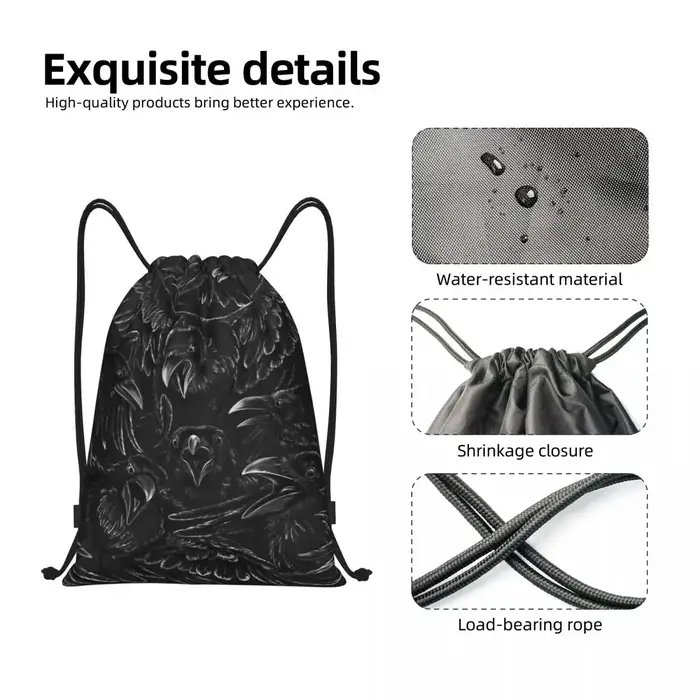 Sac à dos de sport personnalisé Raven Rage Proximité Wstring pour hommes et femmes, sacoche d'entraînement corbeau effrayant gothique, sorcière d'Halloween