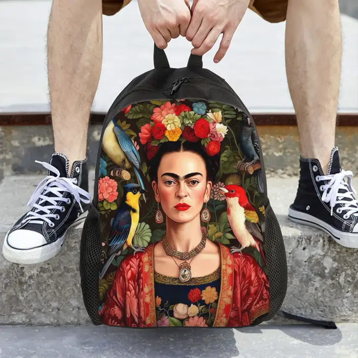 Sac à dos esthétique à imprimé floral F-Frida K-Kahlo