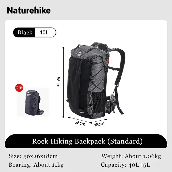Natureifa-Sac à dos d'escalade de camping avec housse de pluie, sac de voyage d'alpinisme militaire,