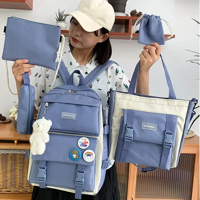 5 pièces Kit sac à dos femme mode dame haute capacité étanche collège