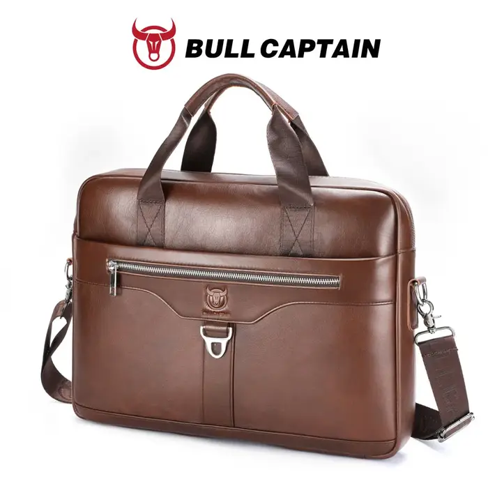 BULLCAPTAIN Sac à main en cuir véritable pour homme