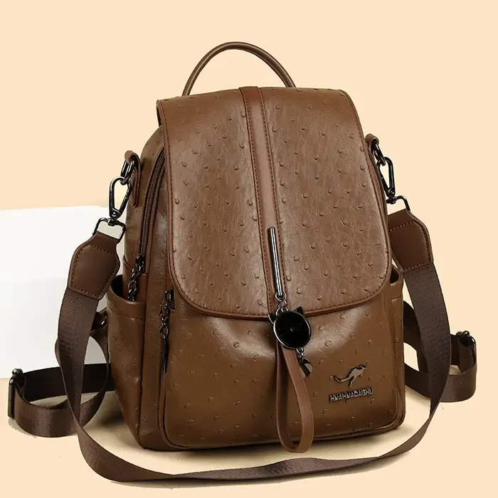 Sac à dos de marque authentique avec large sangle en cuir de haute qualité