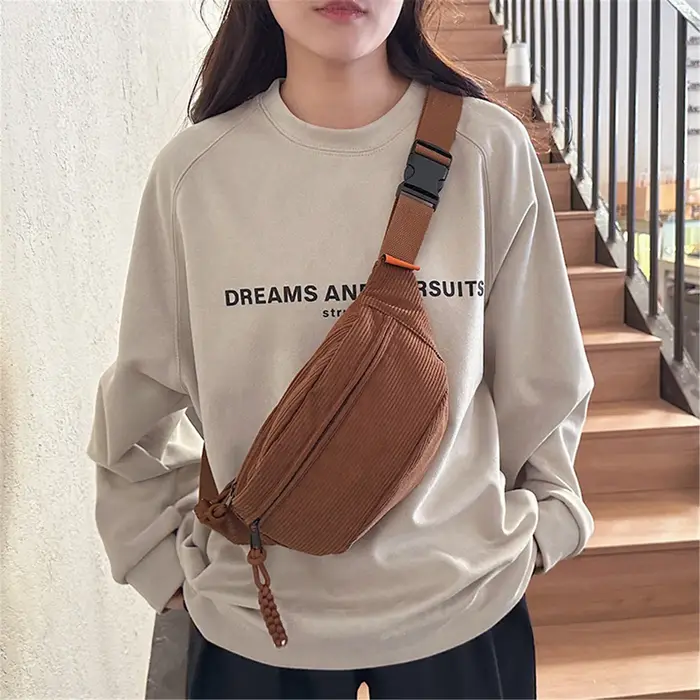 Sac Banane en Velours Côtelé pour Femme