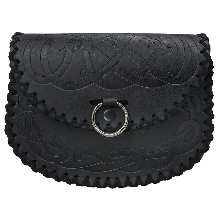 Sac banane vintage en cuir gaufré style Viking, pochette portable pour LARP, cosplay et fête