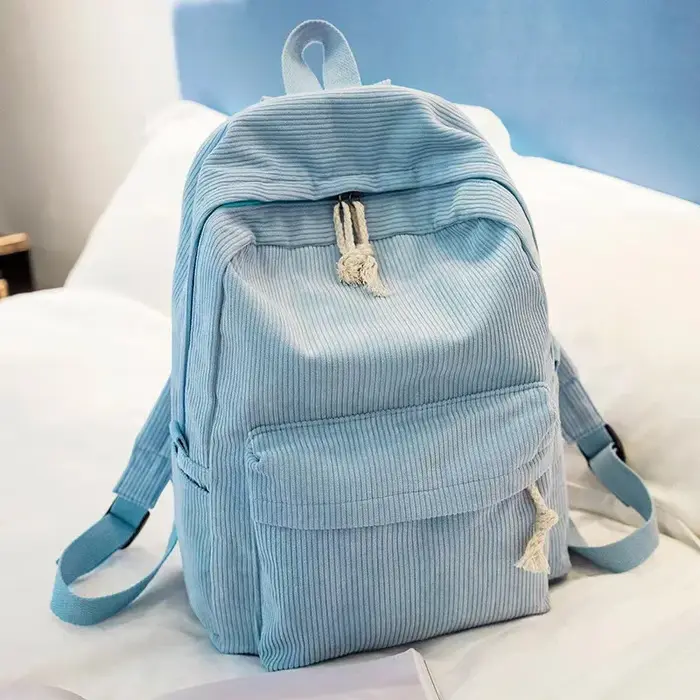 Sac à dos en velours style coréen grande capacité décontracté pour étudiant unisexe tendance pour l'extérieur et le quotidien