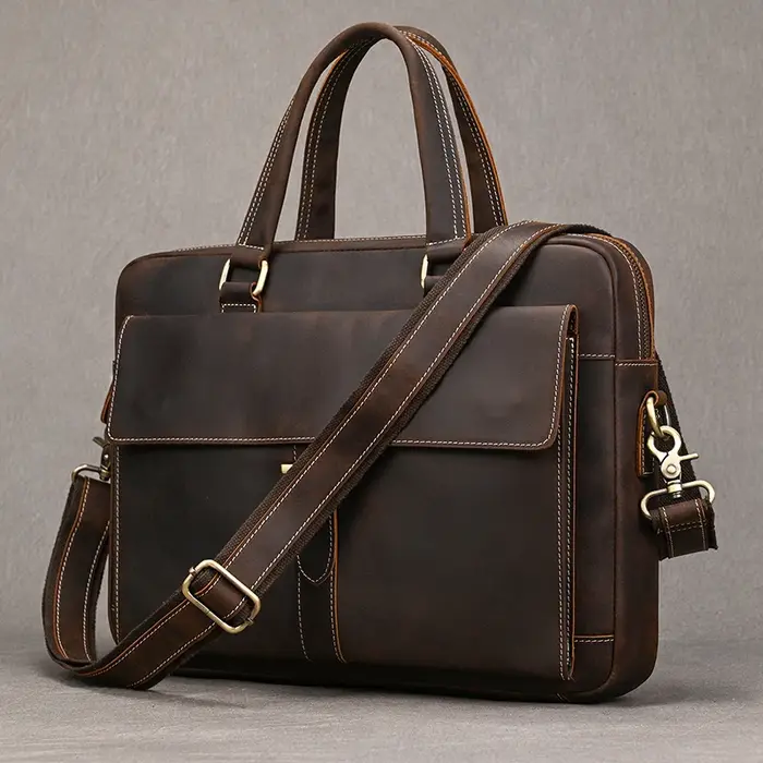 Porte-documents en cuir véritable pour hommes