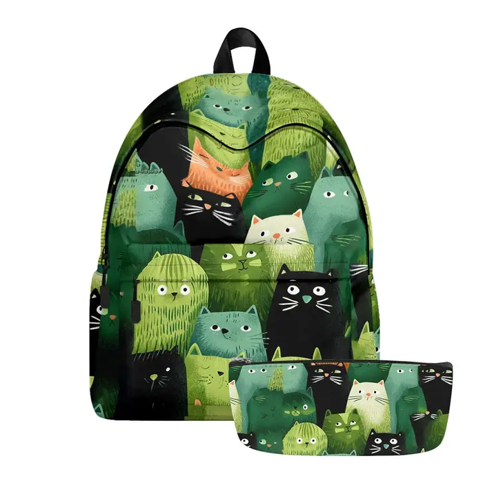Sac à dos imprimé de chats de dessin animé renard mignon