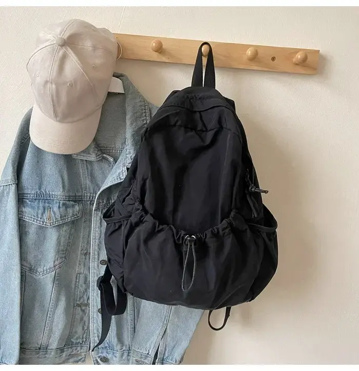 Sac à dos décontracté femmes grande capacité mode Junior lycée étudiant pli cartable sac en tissu co