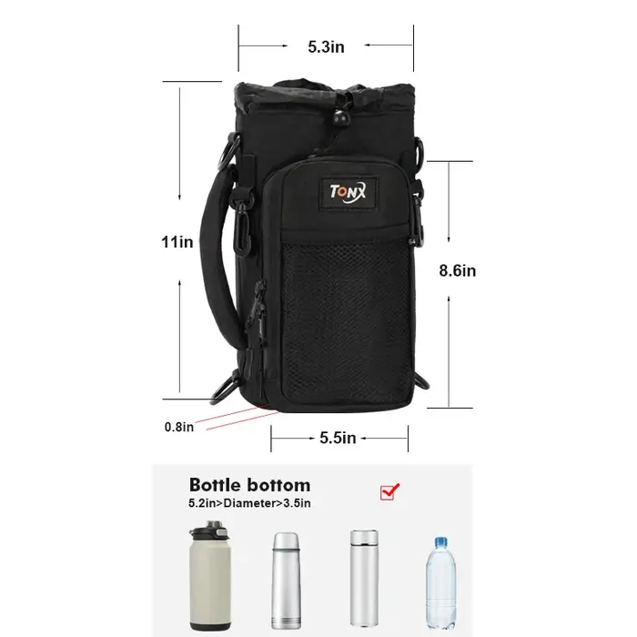 Sac de bouteille d'eau isolé multifonctionnel avec bandoulière