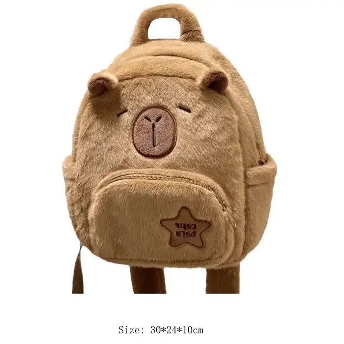 Kawaii Capybara sac à dos en peluche pour femmes polyvalent dessin animé drôle Capibala sac à bandoulière aLrge capacité sac fourre-tout