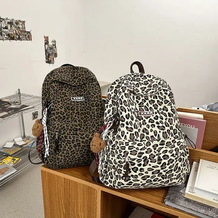 Étudiant SR 600 à imprimé léopard, léger, voyage d'ordinateur