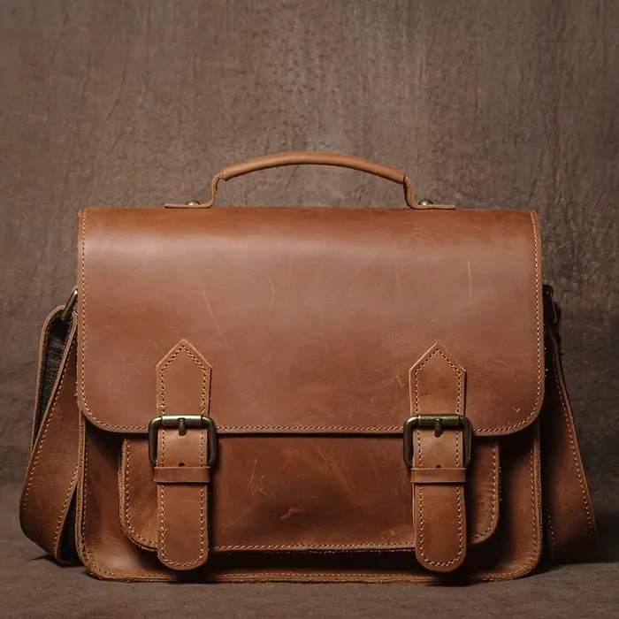 Sacs de messager rétro en cuir véritable pour hommes et femmes