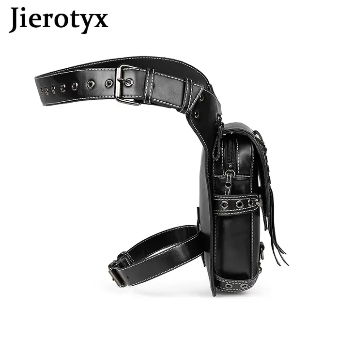 JIEROTYX Vintage Steampunk moto jambe sac femmes hydrofuge Rock gothique Biker sacs Packs victorien goutte