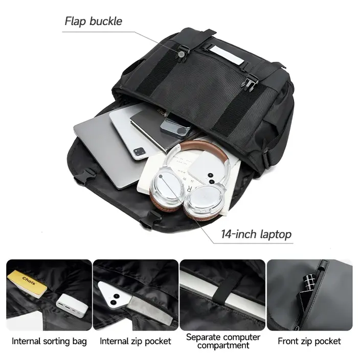MATE ELAN Urban hommes noir sac de messager étanche voyage en plein air Sport épaule sac à bandouliè